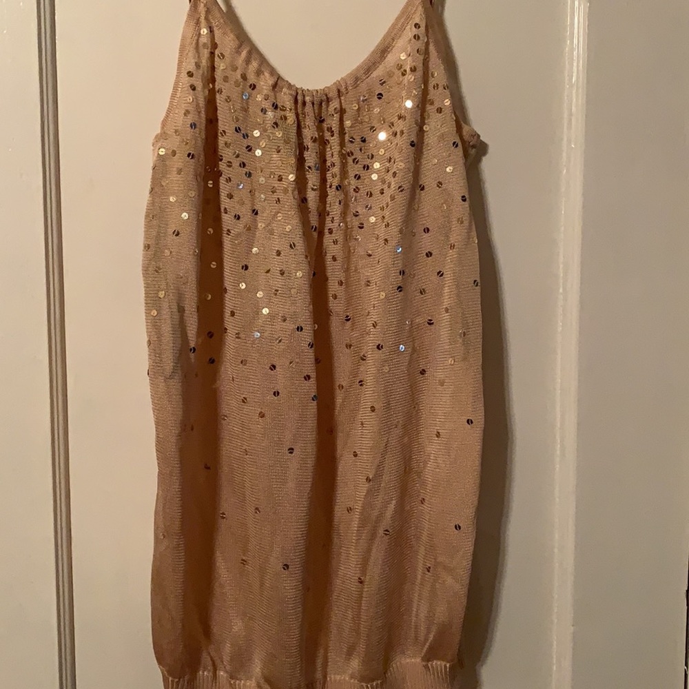 bebe Champagne Sequin Camisole Top